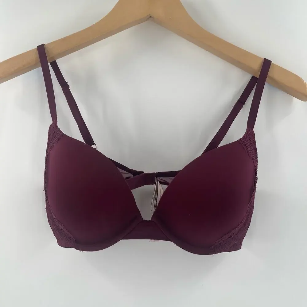 VICTORIA'S SECRET Bra Size 32D Dream Angels Push Up Plum Intimates Lingerie